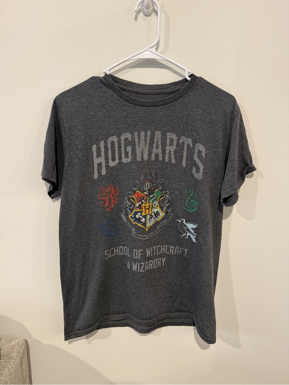 Warner Bros. Hogwarts Crest Short Sleeve Tee in Dark Gray